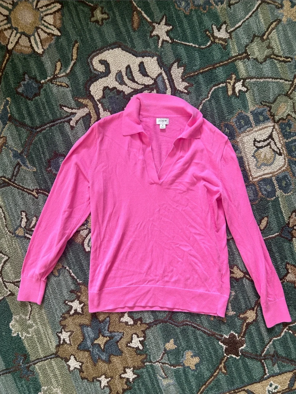 J. Crew Hot Pink V-Neck Lightweight Sweater